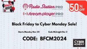 Radio Station PRO Black Friday 2024 sale graphic.